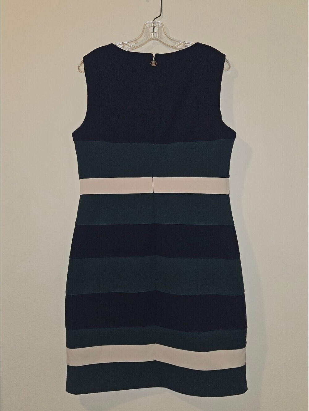 Tommy Hilfiger Sheath Navy Blue Green Beige Sleeveless s14